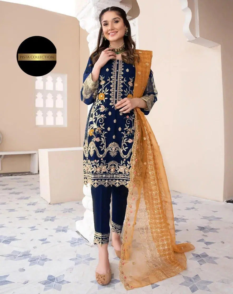 Embroidered Organza Suit - 3 Pcs Women's Stitched Ensemble