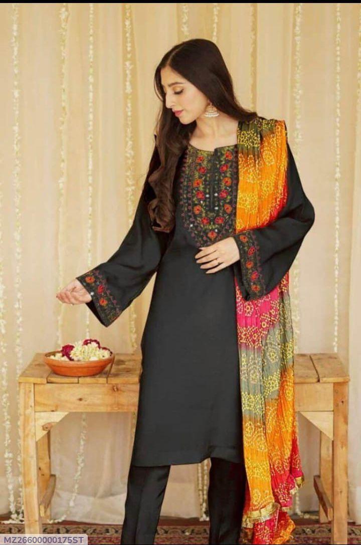 3 Pcs Women's Unstitched Embroidered Suit