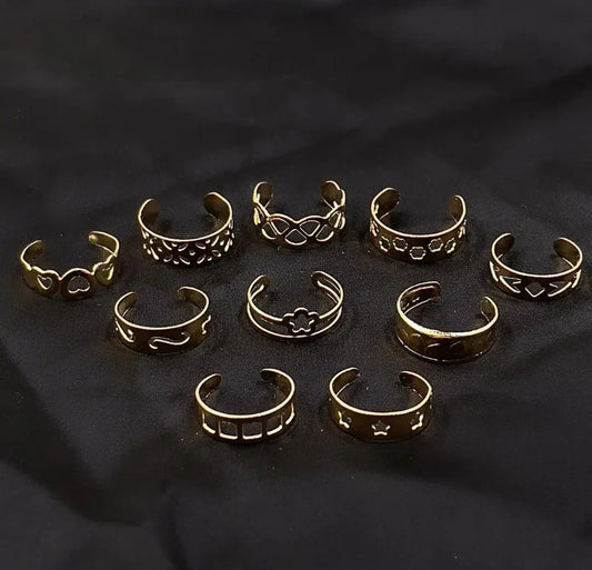 Gold Plated Adjustable Rings Set